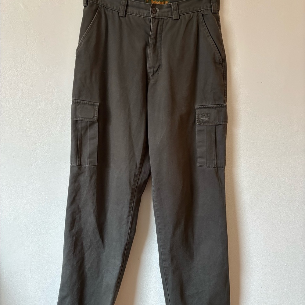 Timberland Greenish Gray Relaxed Fit Cotton Cargo Pants